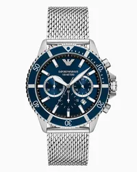 Emporio Armani Chronograph mit Armband aus Edelstahlmesh Silber