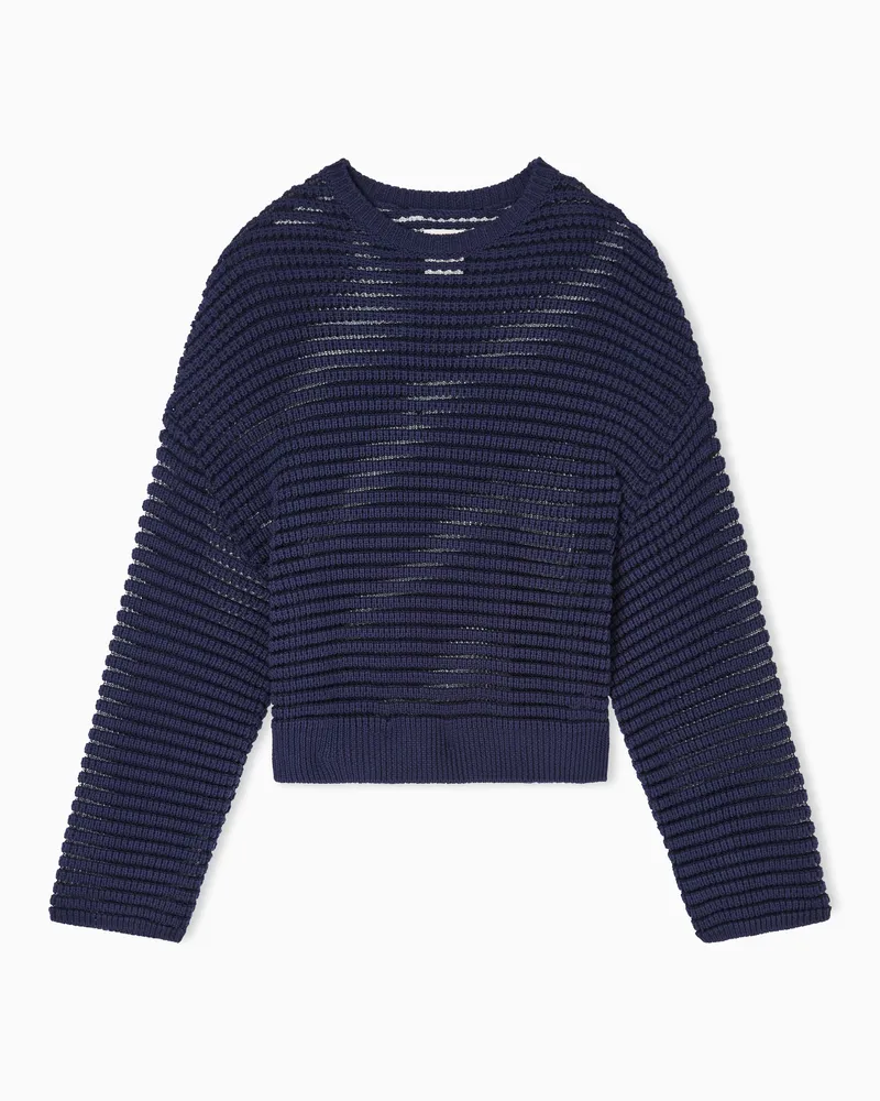 Emporio Armani Crewneck sweater cotton cashmere detail Blau