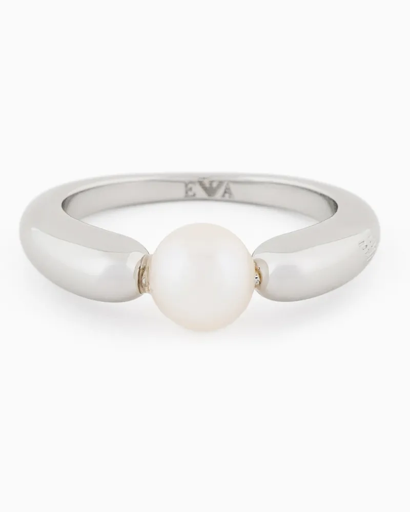 Emporio Armani Ring mit zentralem Punkt aus silberfarbenem Messing Mehrfarbig