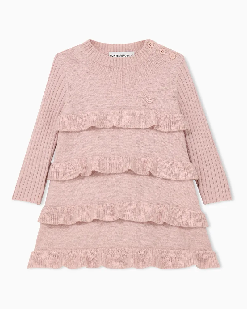 Emporio Armani Dress Strickkleid mit Rüschen und gerippten Ärmeln Pink