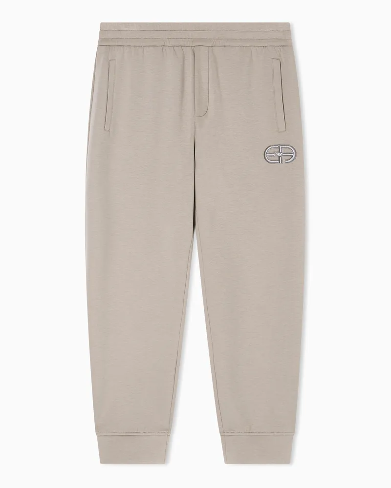 Emporio Armani Jogginghose aus Doppeljersey gesticktem EA-Logo in Reliefoptik Beige
