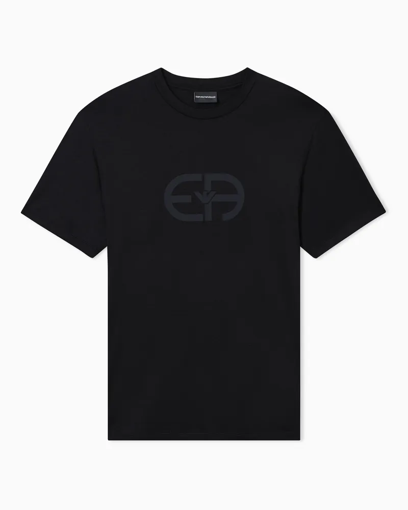 Emporio Armani T-Shirt aus einer Jersey-Lyocell-Mischung mit EA-Logoprint Schwarz