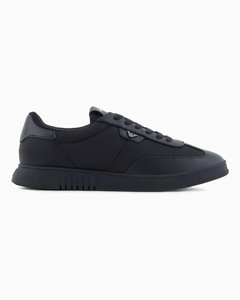 Emporio Armani Sneaker aus Nylon mit Leder-Details Schwarz