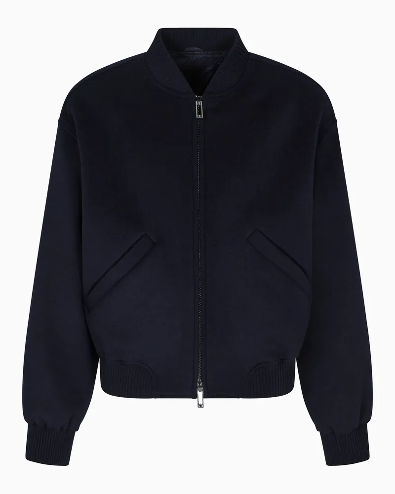 Emporio Armani Icon Blouson mit Reißverschluss aus Schurwoll-Stoff Blau