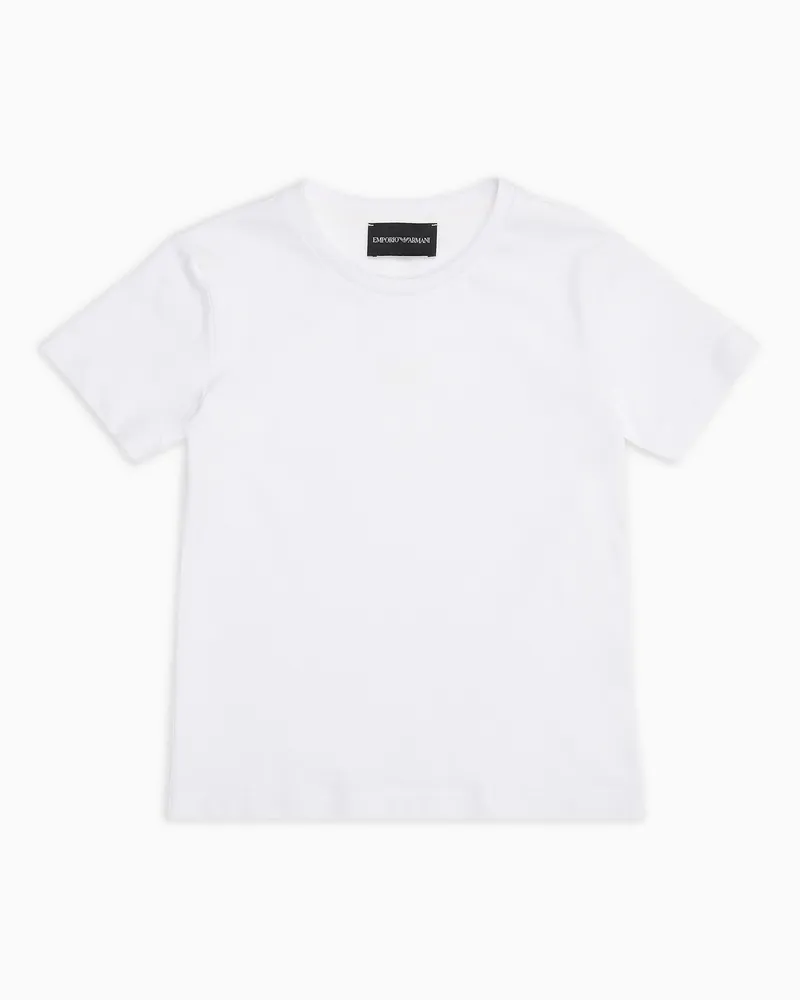 Emporio Armani T-Shirt aus Jersey mit Glitzer-Adler Weiß