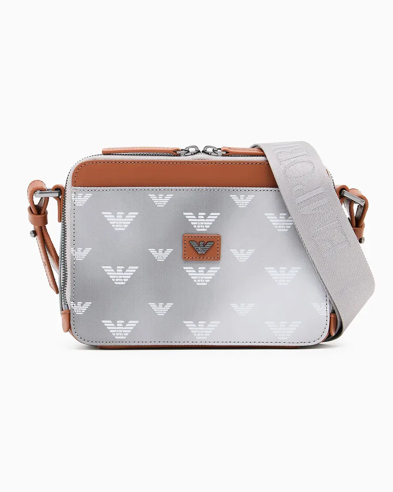 Emporio Armani Minitasche aus beschichtetem Canvas mit Allover-Adlerprint Grau