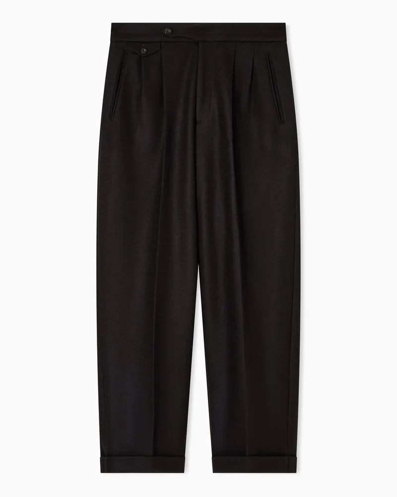 Emporio Armani Hose aus Loden-Woll-Jersey Braun