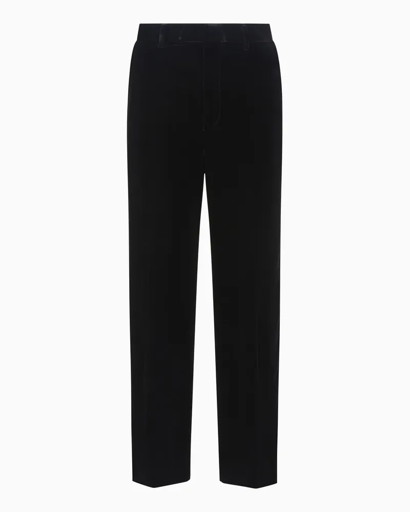 Emporio Armani Icon Samthose mit glattem Finish Schwarz
