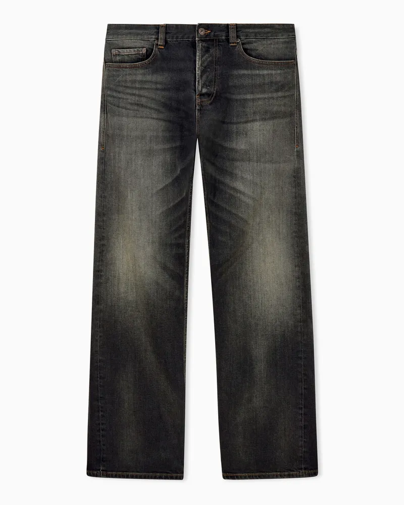 Emporio Armani 5-Pocket-Jeans aus Baumwolle mit geradem Bein im Used-Look Grau