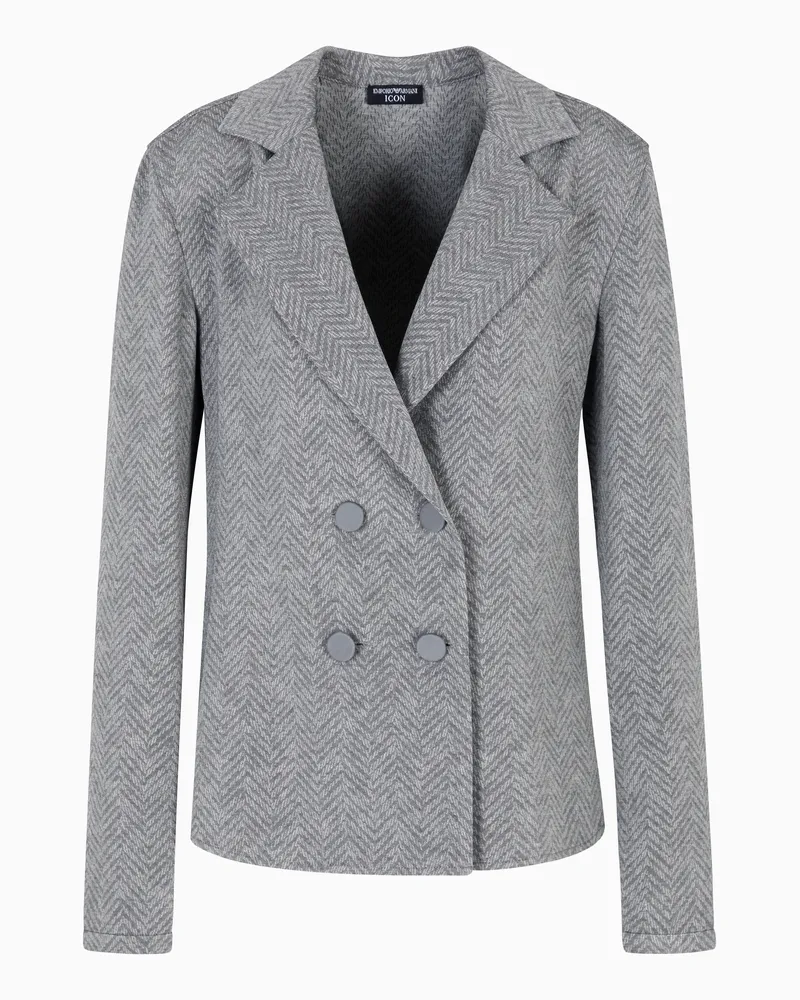Emporio Armani Icon Hemd-Jacke aus Viskose-Mischung mit Zickzack-Muster Grau