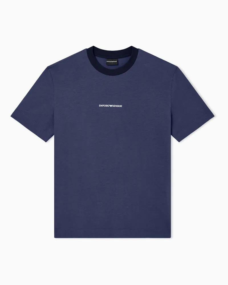 Emporio Armani T-Shirt aus Heavy Jersey mit EA∘Generation Stickerei Marineblau
