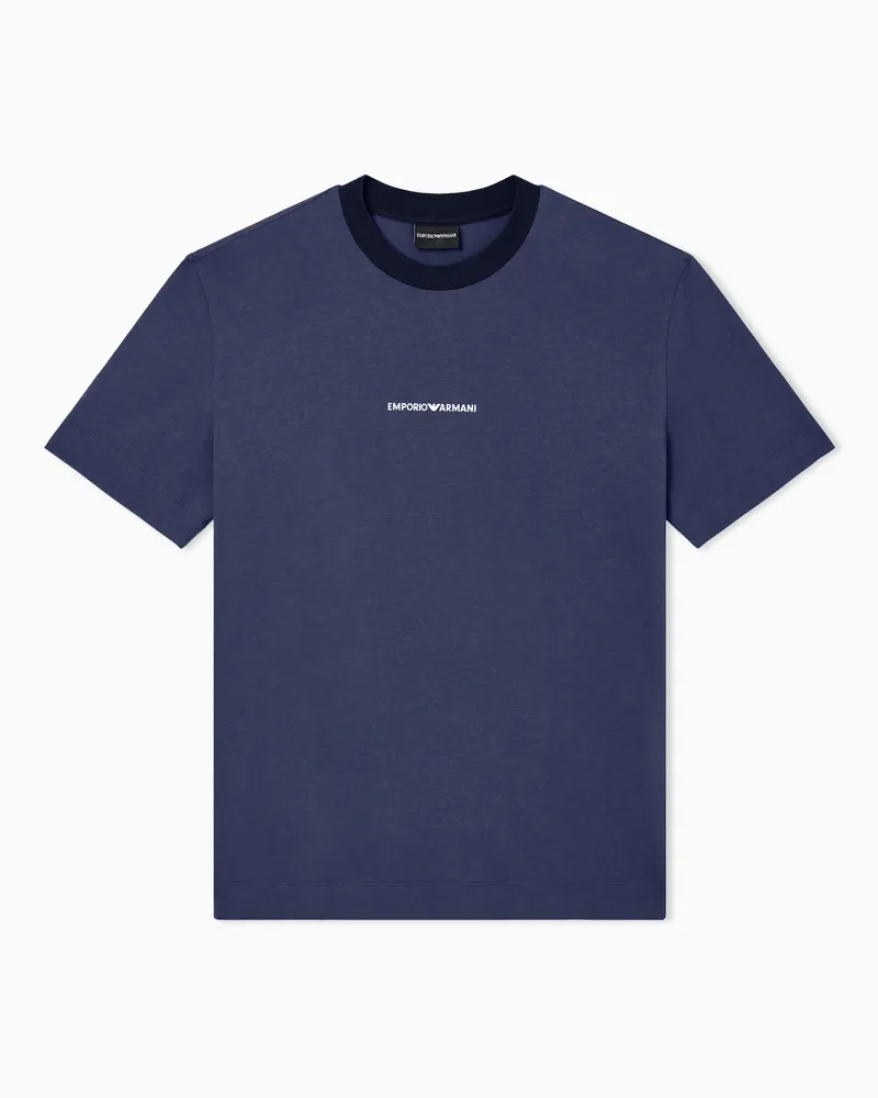 Emporio Armani T-Shirt aus Heavy Jersey mit EA∘Generation Stickerei Marineblau