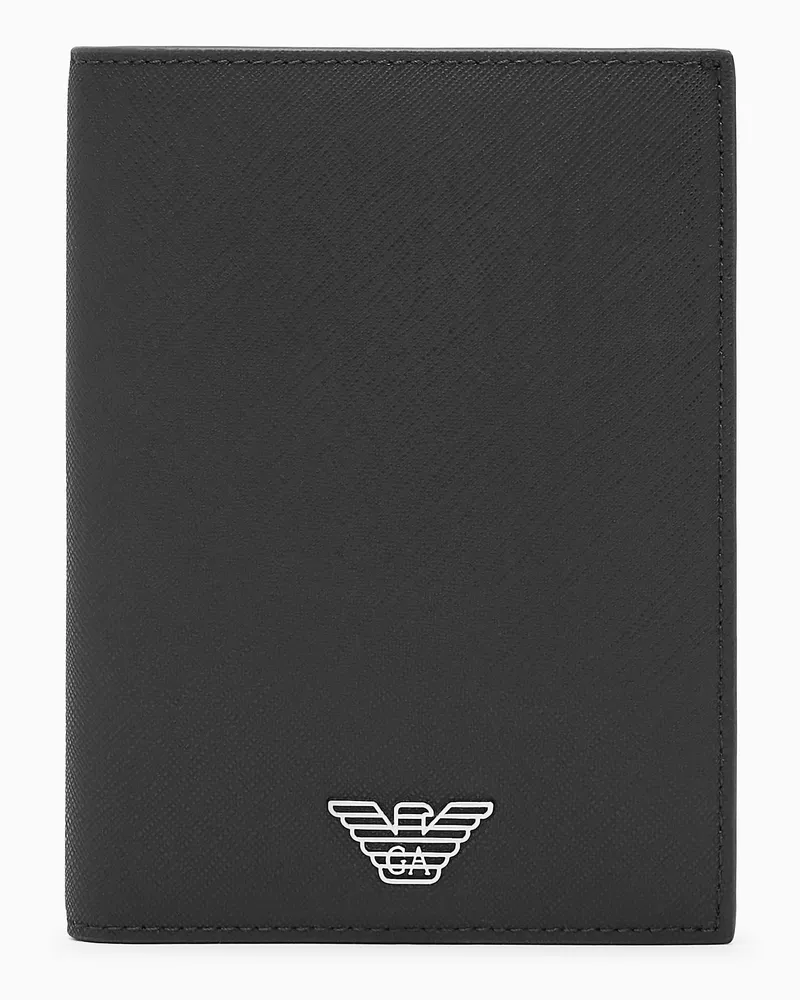 Emporio Armani ASV Brieftasche aus aufbereitetem Saffiano-Leder mit Adler-Plakette Braun