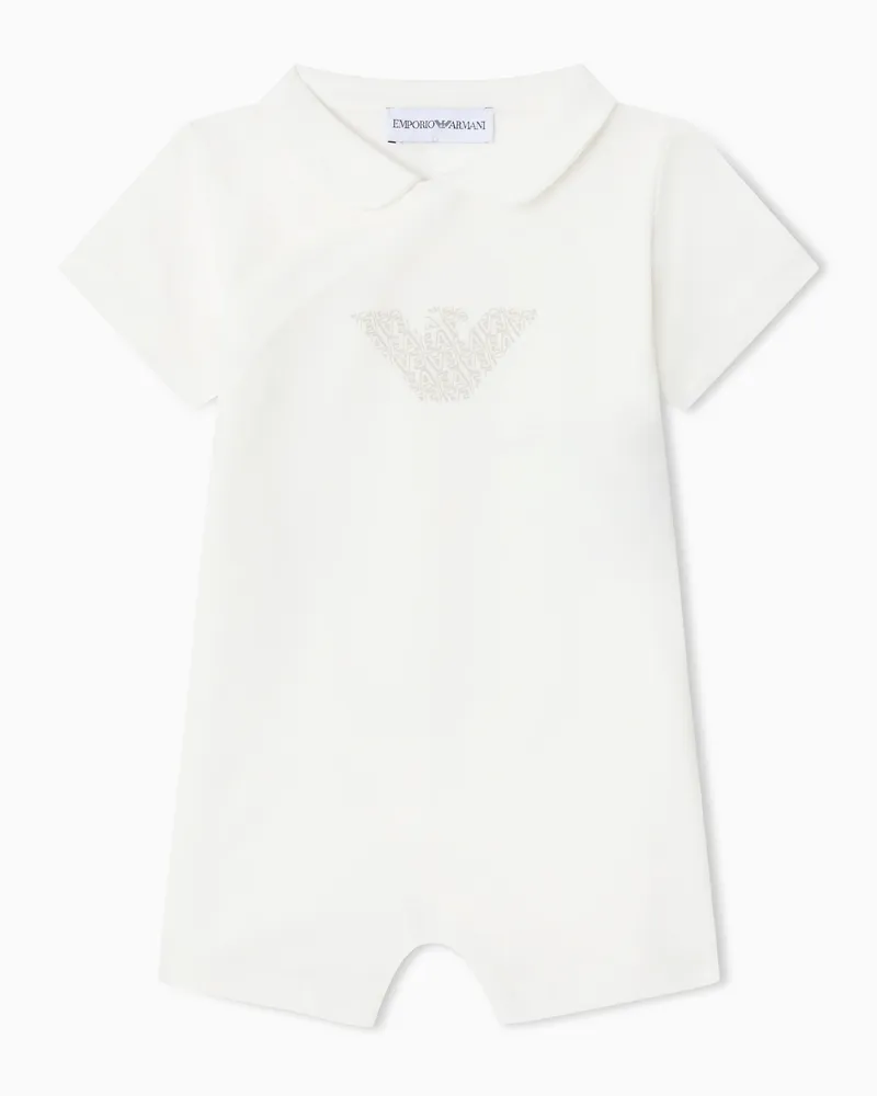 Emporio Armani Jumpsuit aus Jersey mit Adlermuster Beige