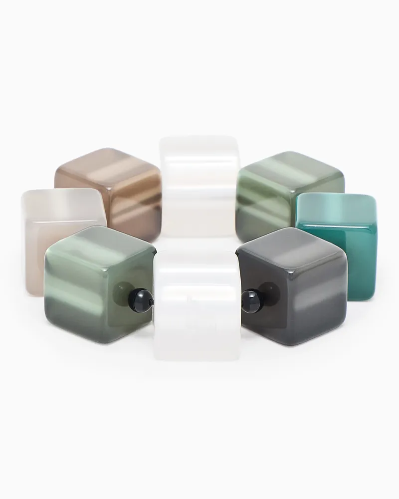 Emporio Armani Elastisches Armband mit Würfeln Grau