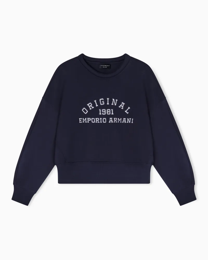 Emporio Armani Organic jersey sweatshirt with Icon ASV logo embroidery Marineblau
