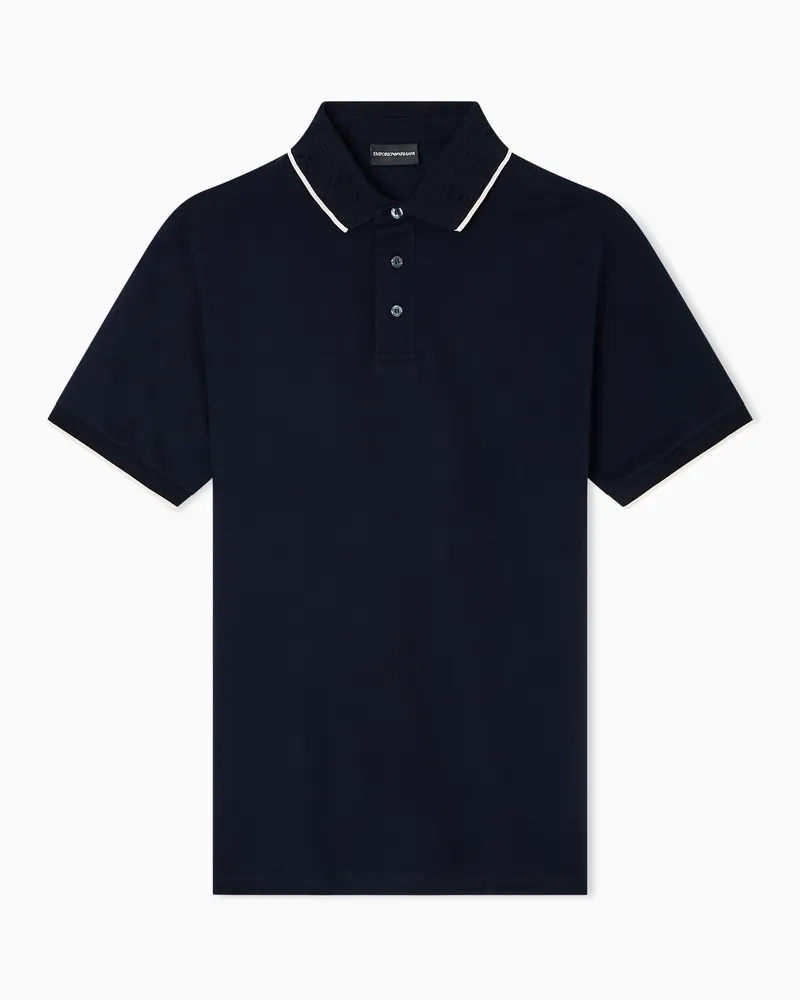 Emporio Armani Poloshirt aus Pikee mit Relief-Logo-Kragen Marineblau