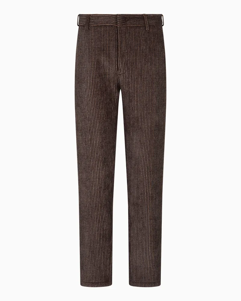 Emporio Armani Bedruckte Hose aus Cord Braun