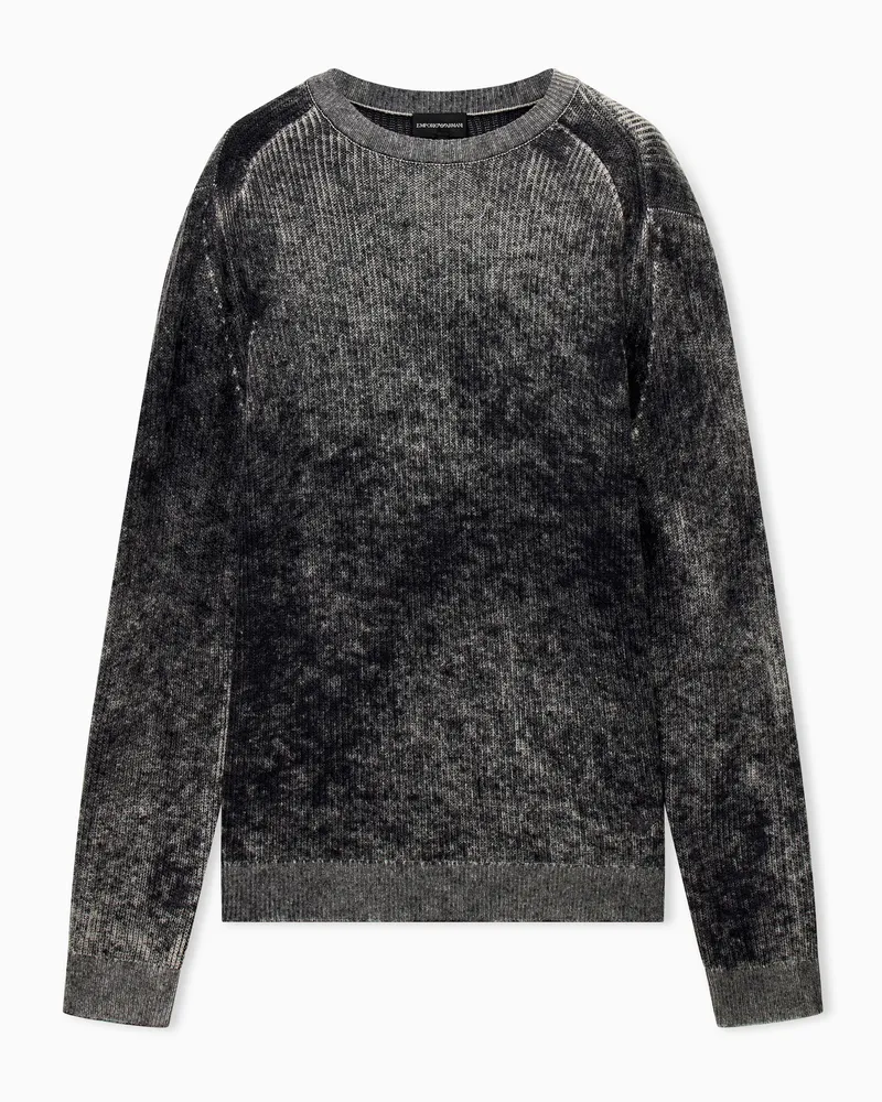 Emporio Armani Pullover mit Rundhalsausschnitt aus Schurwolle und Kaschmir Grau