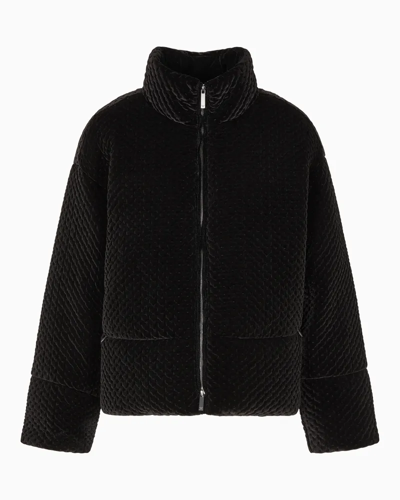 Emporio Armani Jacke mit durchgehendem Reißverschluss mit Waffel-Effekt Schwarz