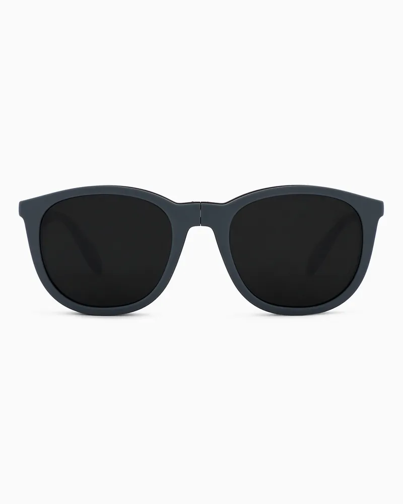 Emporio Armani Panto-Sonnenbrille für Herren mit Wechselgläsern Grau