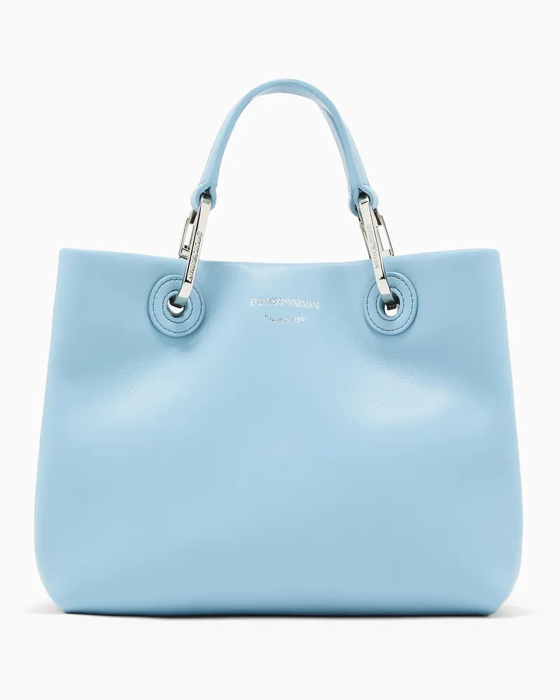 Emporio Armani MyEA kleiner Shopper aus Nappaleder Hellblau