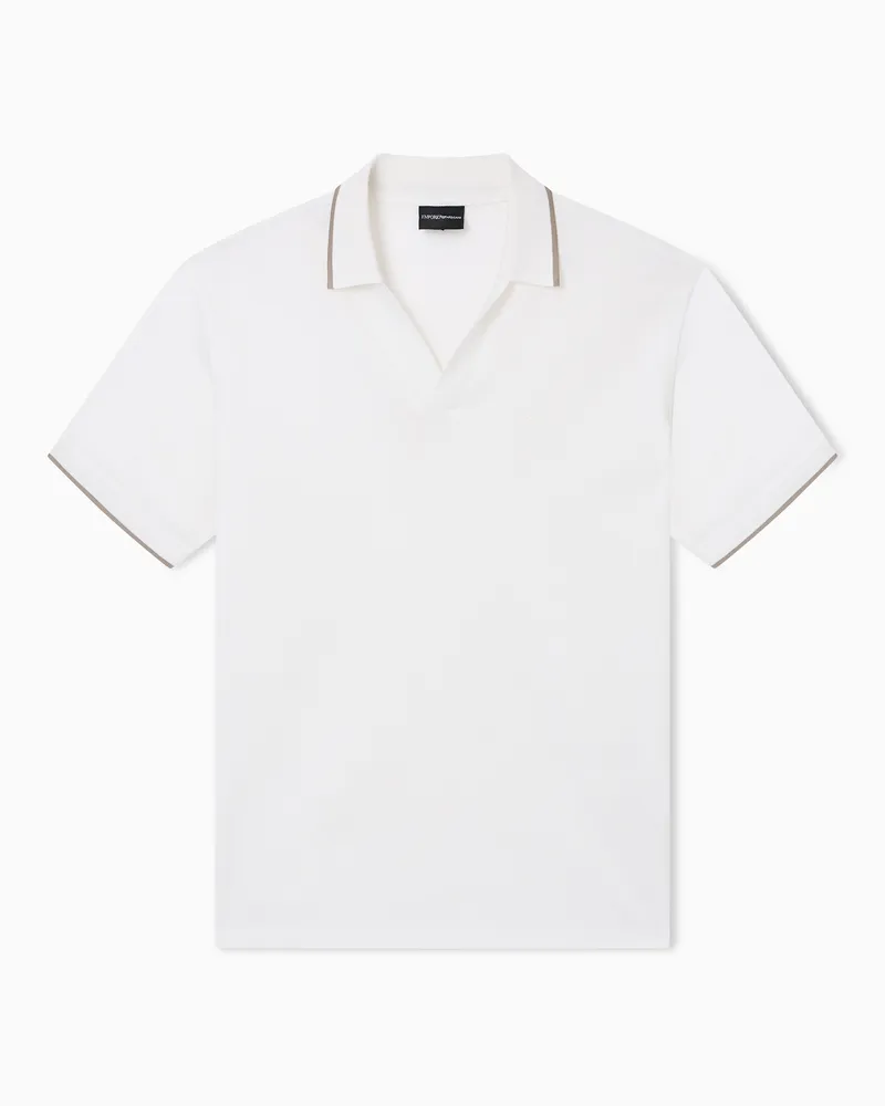 Emporio Armani Stretch piqué polo shirt Weiß