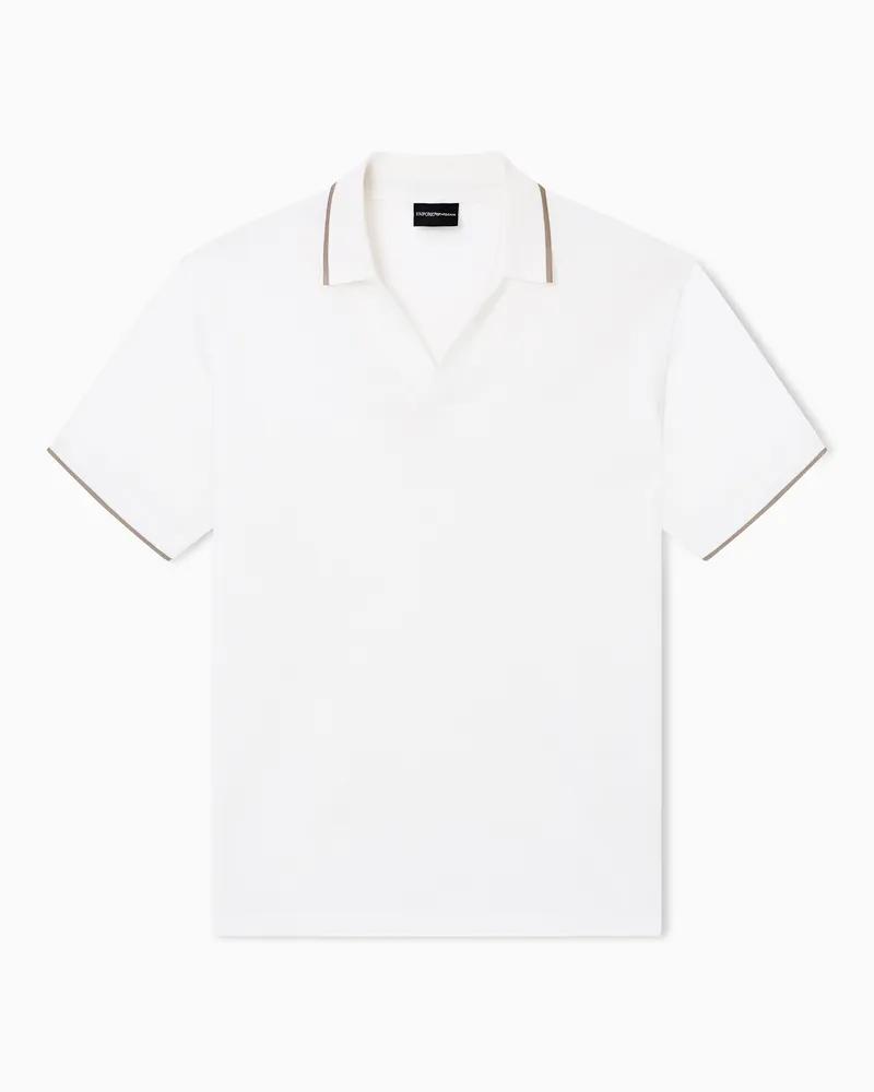 Emporio Armani Poloshirt aus Piqué mit V-Ausschnitt Weiß
