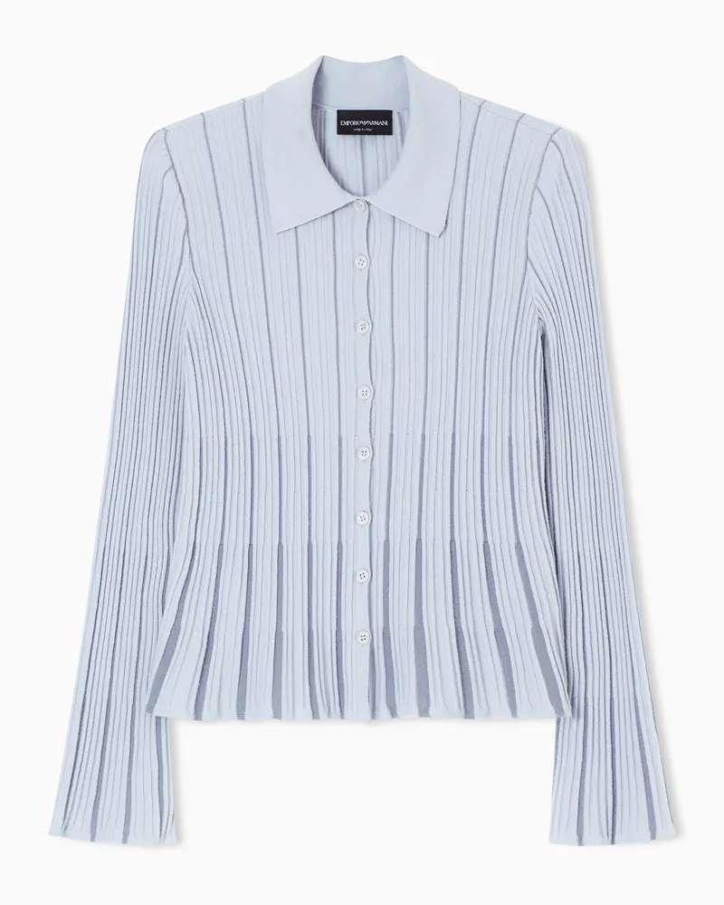 Emporio Armani Cardigan mit Vanisé-Rippenmuster und klassischem Kragen Grau