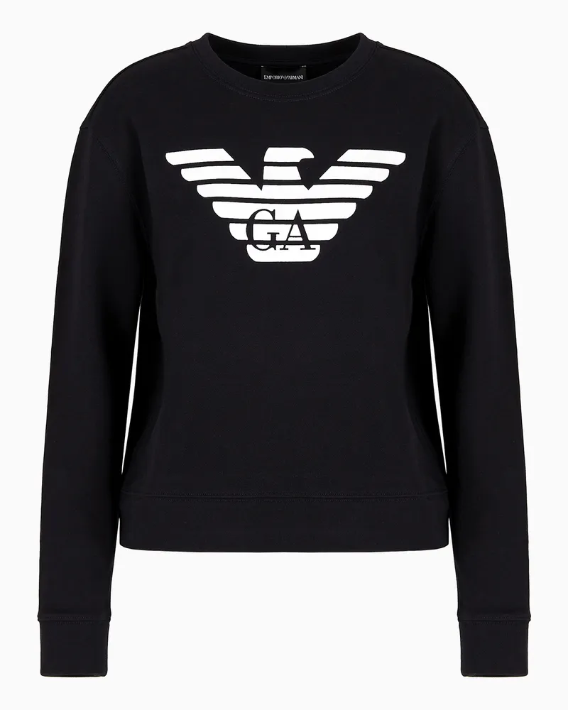 Emporio Armani Sweatshirt aus Bio-Jersey mit ASV Logo Marineblau