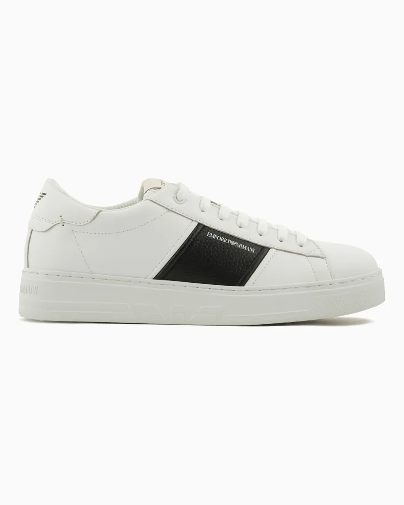 Emporio Armani Sneaker aus Leder mit Logo-Detail Weiß