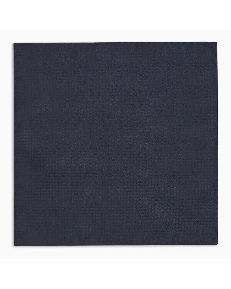 Emporio Armani Einstecktuch aus Reiner Seide mit Jacquard-monogramm Blau