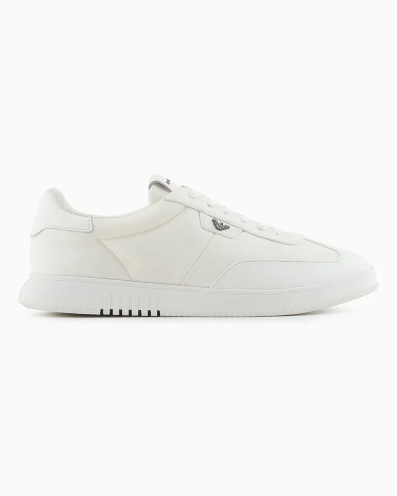 Emporio Armani Sneaker aus Nylon mit Leder-Details Weiß