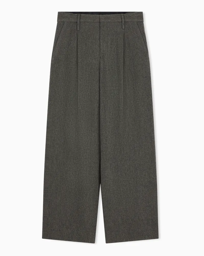 Emporio Armani Stoffhose aus Wollmischung mit Fischgrätenmuster Grau