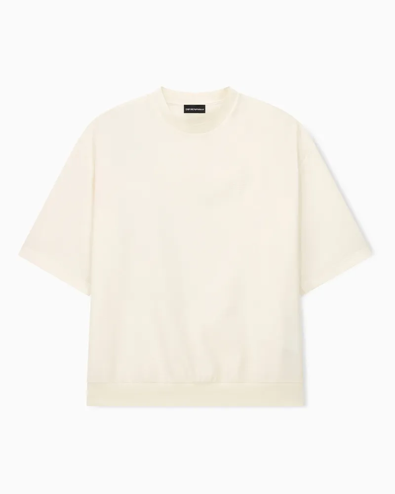 Emporio Armani T-Shirt aus Crêpe-Jersey mit 3D-Pikee-Effekt Weiß