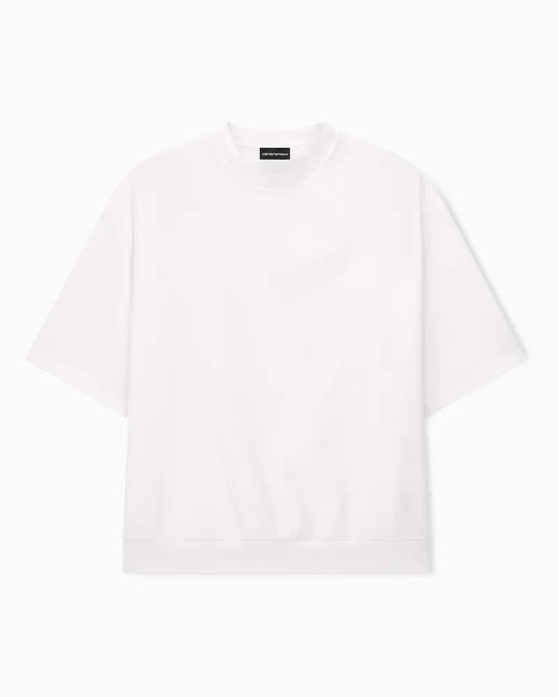 Emporio Armani T-Shirt aus Crêpe-Jersey mit 3D-Pikee-Effekt Weiß