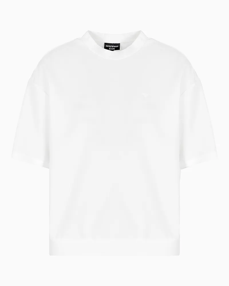 Emporio Armani T-Shirt aus Crêpe-Jersey mit 3D-Pikee-Effekt Weiß