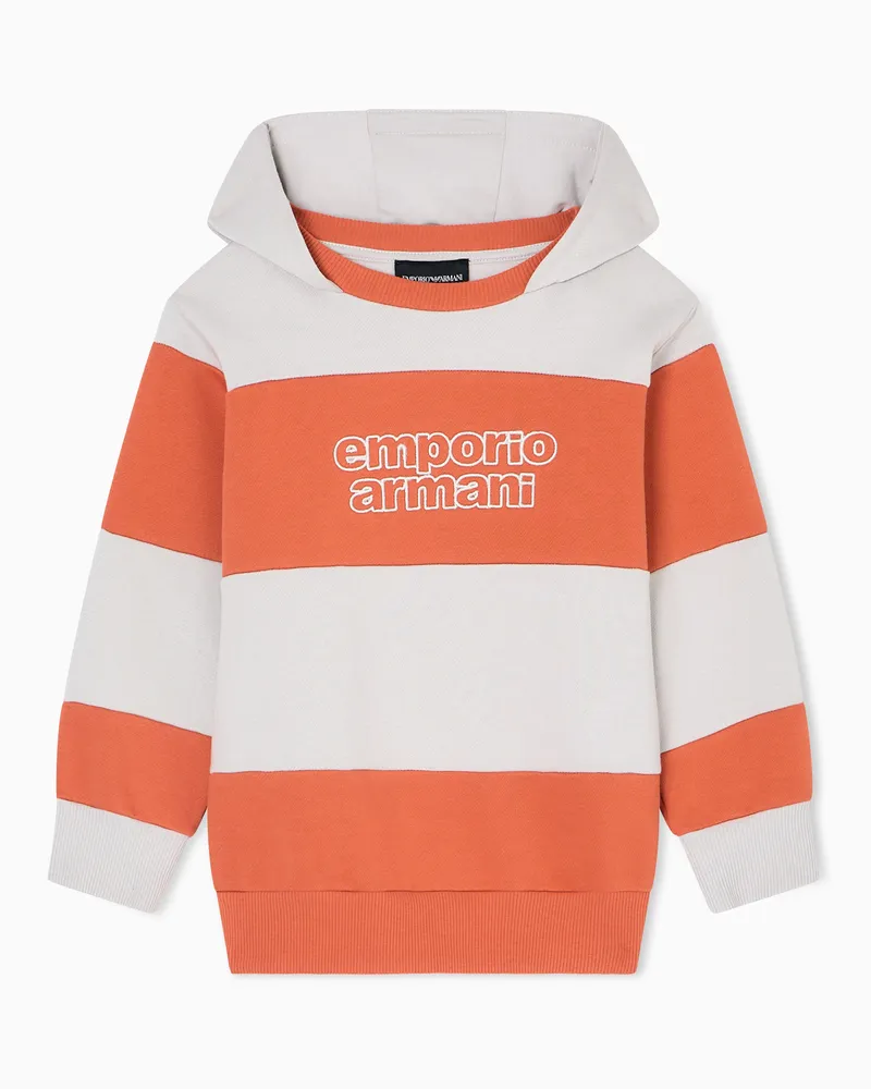 Emporio Armani ASV Sweatshirt aus Jersey mit Kapuze und Streifen-Muster Orange