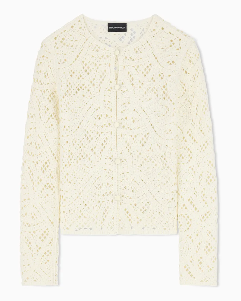 Emporio Armani Jacke aus Stoff mit Cornely-Stickerei in Makramee-Optik Weiß