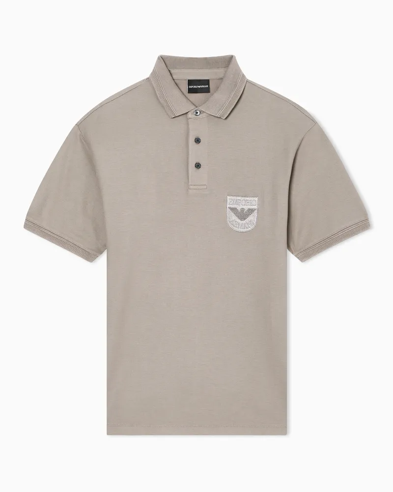 Emporio Armani Poloshirt aus Pikee mit Wappen-Stickerei Grau
