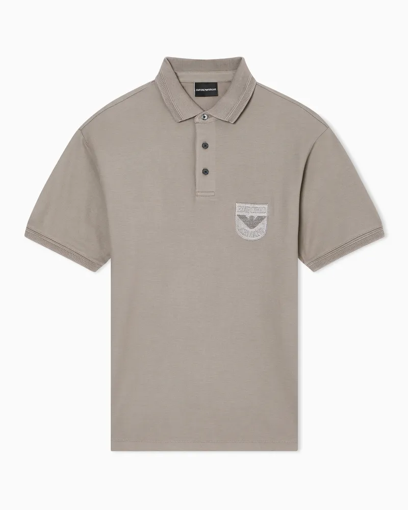 Emporio Armani Poloshirt aus Pikee mit Wappen-Stickerei Grau
