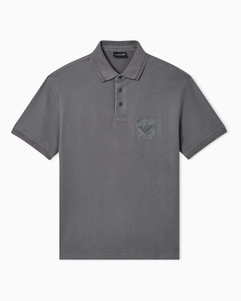 Emporio Armani Poloshirt aus Pikee mit Wappen-Stickerei Grau