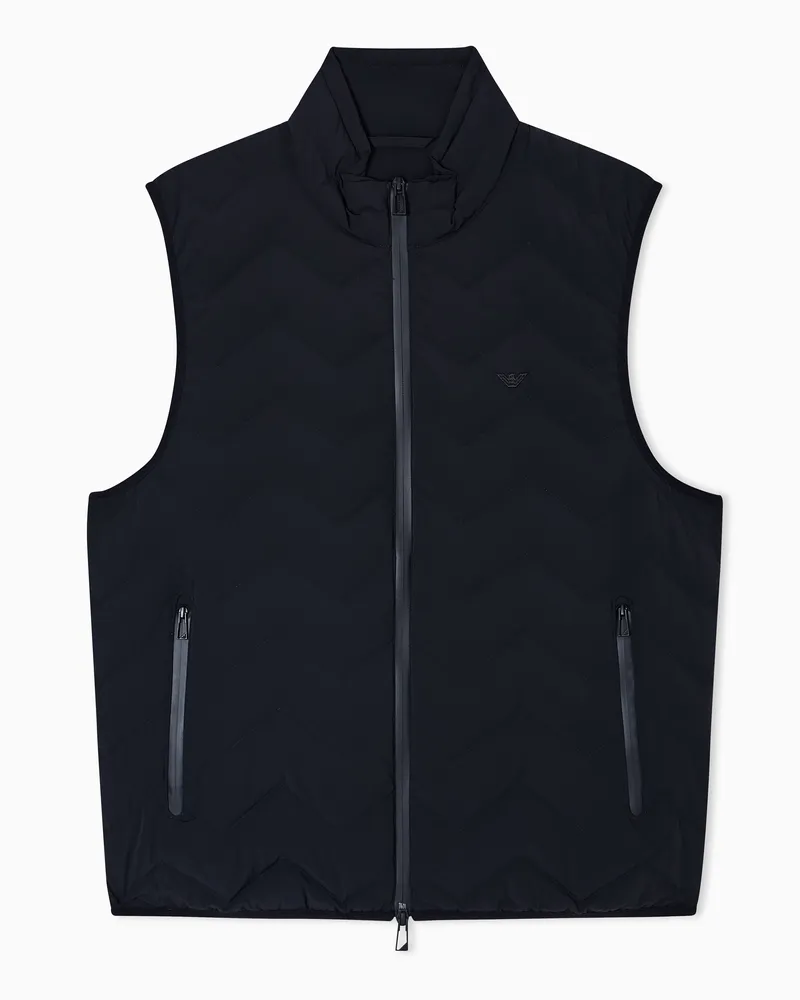 Emporio Armani Ärmellose Daunenjacke aus wasserabweisendem und recyceltem Nylon-Spandex mit Chevron-Steppmuster Schwarz
