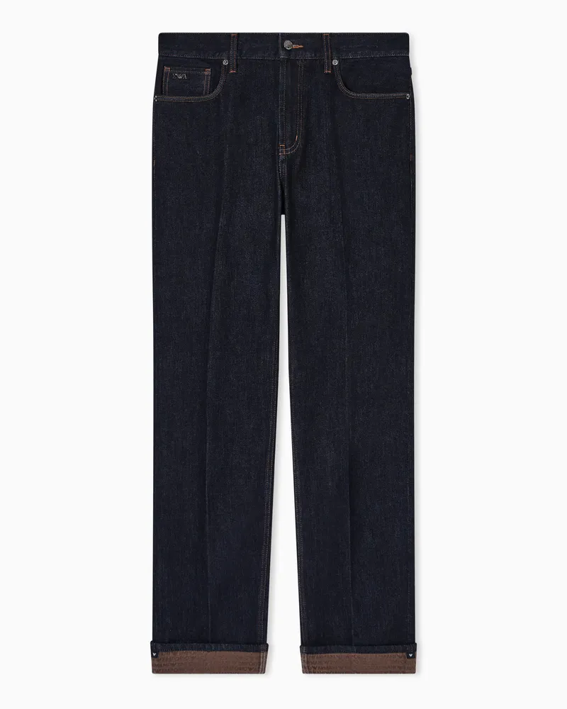 Emporio Armani Straight-Fit-Jeans J76 aus elastischem Komfort-Denim 13,2 oz in Rinse-Waschung Blau