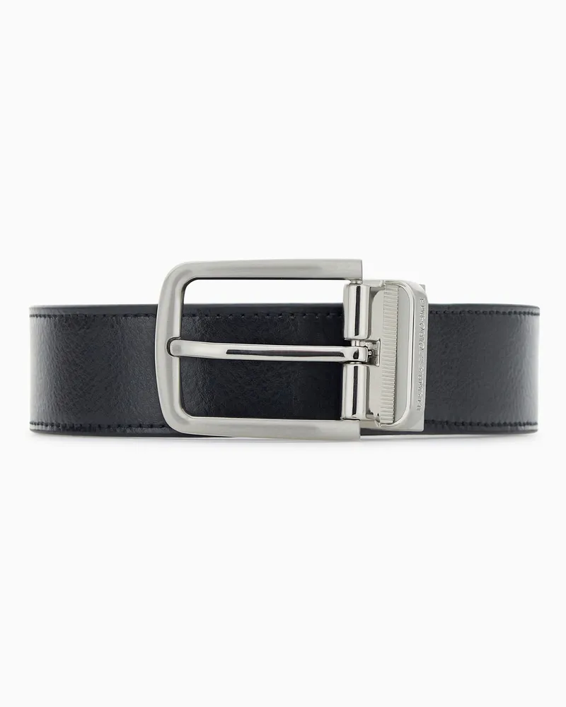 Emporio Armani Gürtel mit Dornschließe aus glattem und genarbtem Leder Schwarz