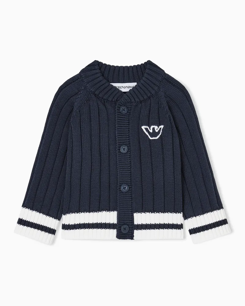 Emporio Armani Cardigan aus Rippstrick Blau
