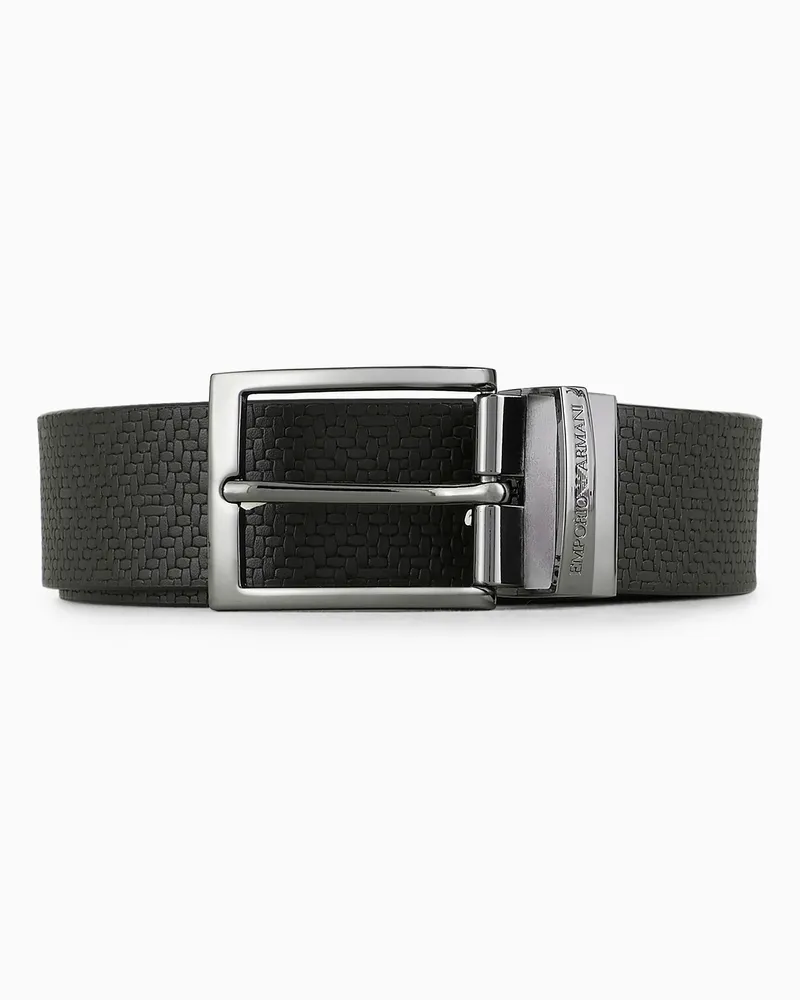 Emporio Armani Wendegürtel aus Leder mit Flecht-Print Braun