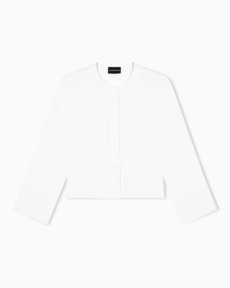 Emporio Armani ASV Hemd aus fließendem Jacquard-Stoff mit Mikro-Leopardenmuster Weiß