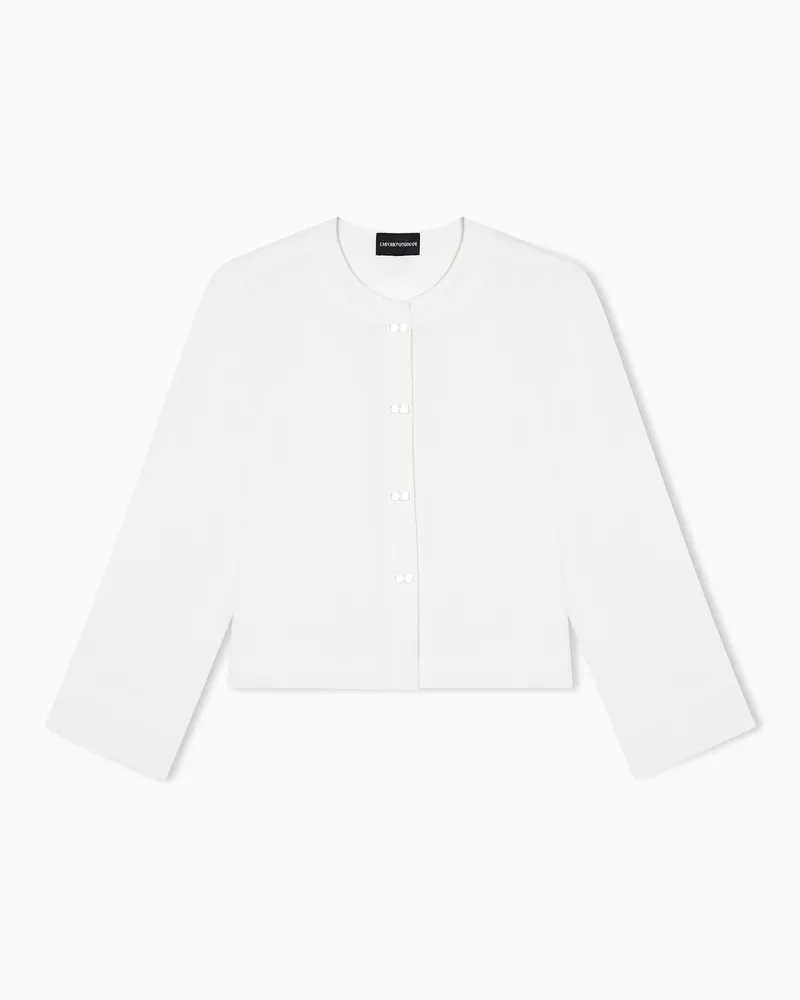 Emporio Armani ASV Hemd aus fließendem Jacquard-Stoff mit Mikro-Leopardenmuster Weiß