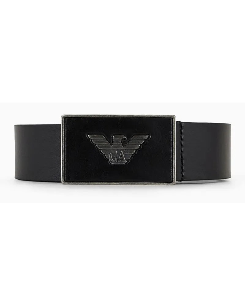 Emporio Armani Gürtel aus Leder mit Adler-plakette Schwarz